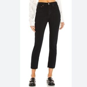 RE/DONE OriginalS 90s High Rise Ankle Crop Jeans in Jet Blue Black Sz 27
